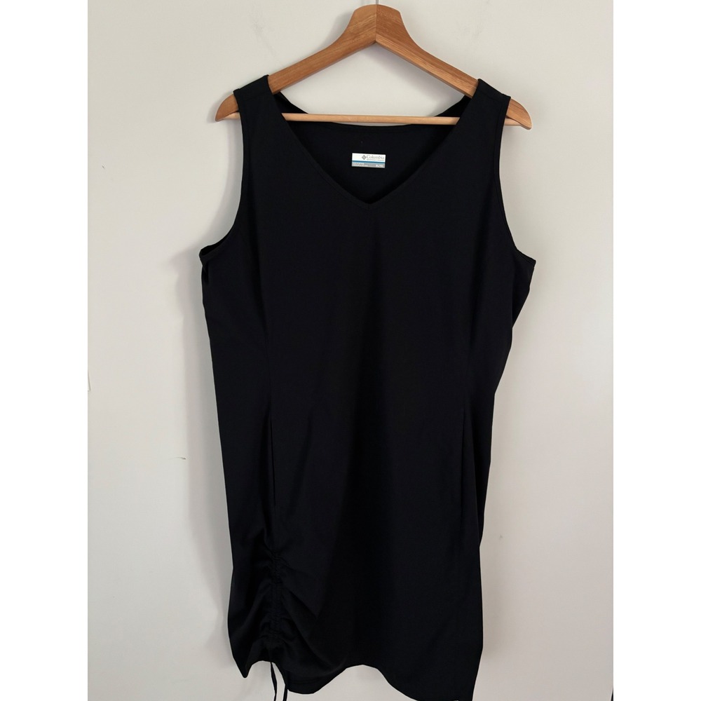 Columbia Womens Black V-Neck Sleeveless Cinch Hem Pocket Dress XL gorpcore